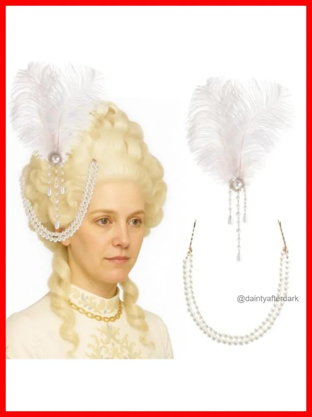 2 Pcs Victorian Hair Accessories Ostrich Feather Pearl Tassel Barrette Clip
